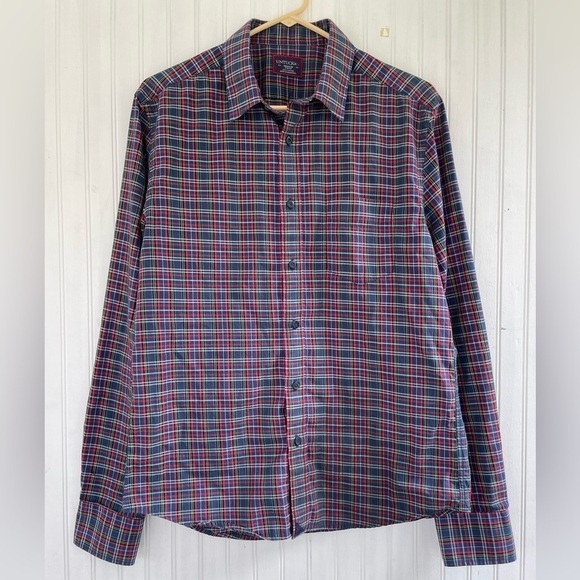 UNTUCKit Men's Red Blue Plaid Walker Road Long Sleeve Button Down Size Medium - Picture 1 of 7
